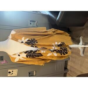 Chic Floral Kimono Cardigan - Mustard & Brown One Size